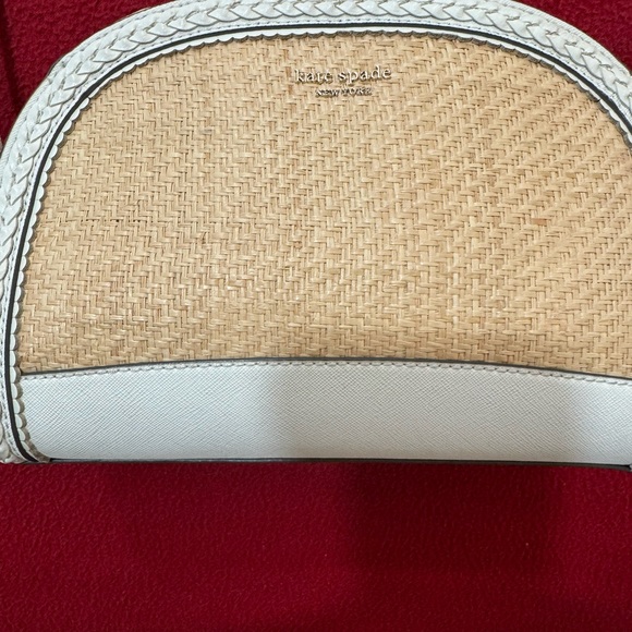 Kate Spade Tan and Cream Straw and leather cross body bag- gently used - Picture 1 of 6